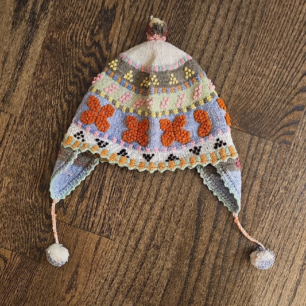 Colorful Knit Kids Beanie with Pom-Poms - Picture 3 of 5